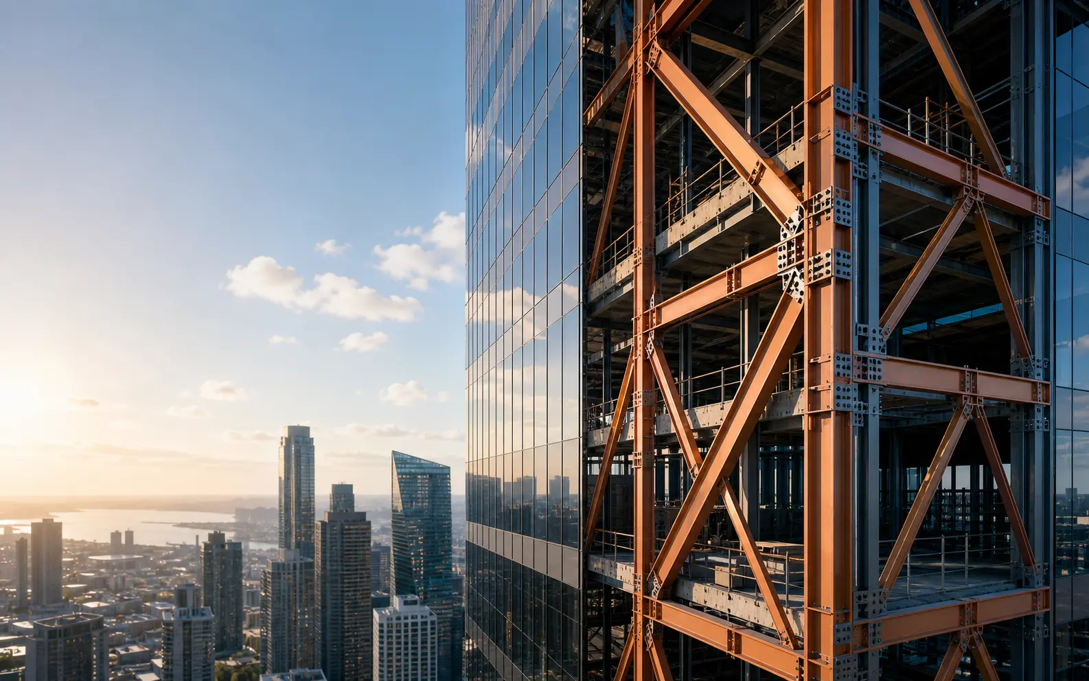 Steel facade tower structural engineering concept